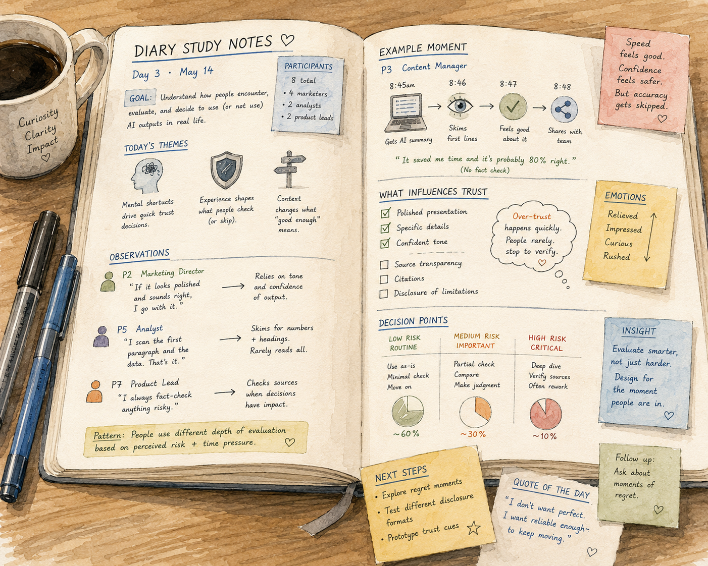 Illustrated diary study notes.